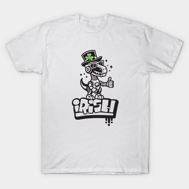 Irish Dino St Patrick's Day T-Shirt by Mister Graffiti